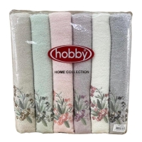 Полотенце Hobby 50x85см, 12 шт. в упаковке с вышивкой Бегония